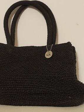 The Sak Black Woven Tote with Logo Charm
